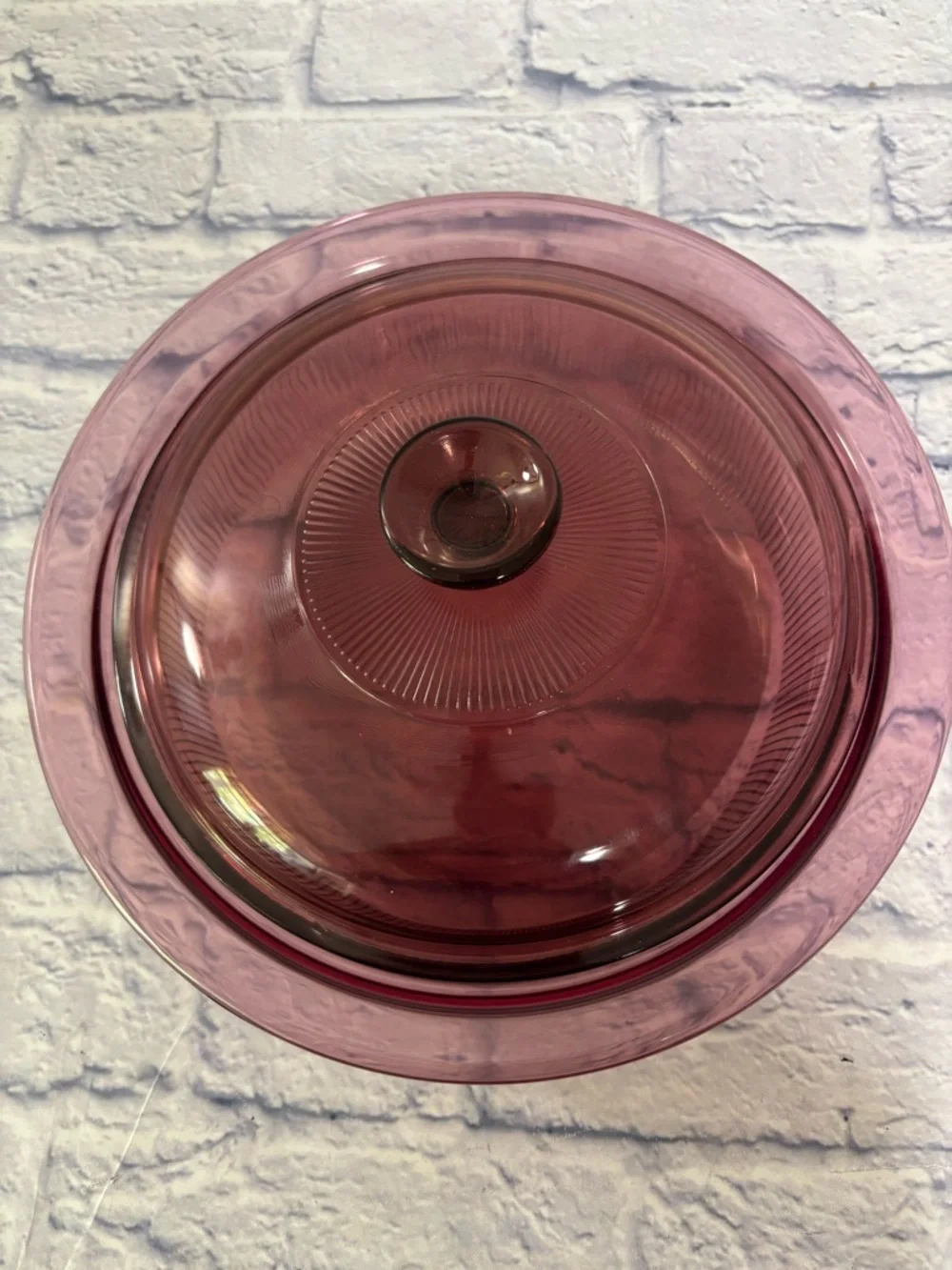 Vision Ware V-33-B Casserole Dish Bowl Lid Ribbed 2.5 qt Corning USA cranberry